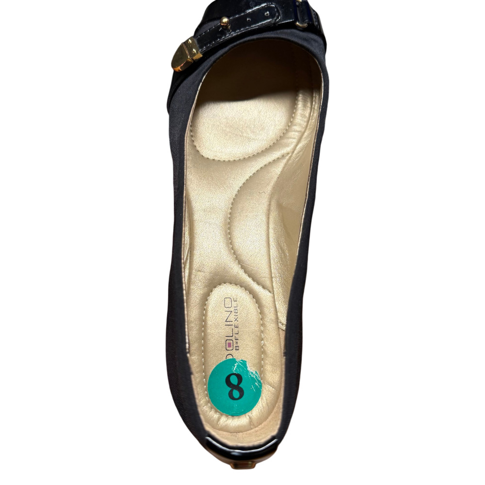 BANDOLINO Vermillion Women's 8 Black Wedge Flats Comfort Shoes Gold Buckle - Picture 9 of 12